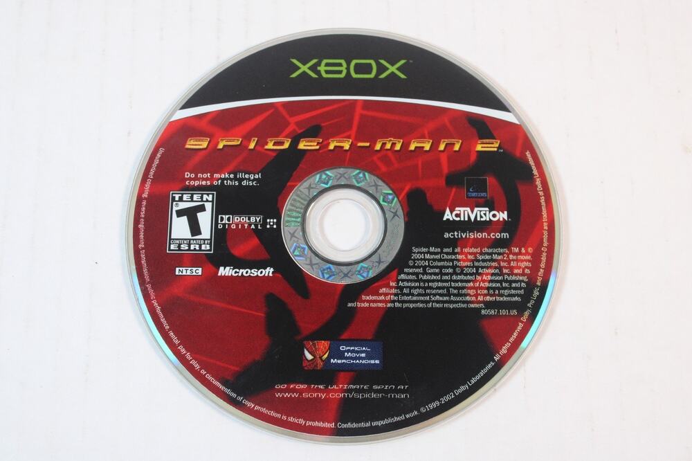 Spider Man 2 (Microsoft Xbox) Authentic, game disc only, Tested/works